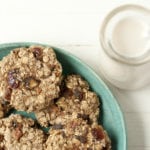 Sprouted oat breakfast cookies with a cup of milk