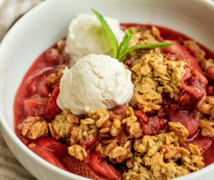 Healthy Strawberry Crumble - Served Close Up