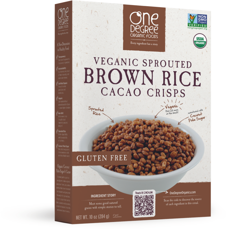 Sprouted Brown Rice Cacao Crisps - One Degree Organics